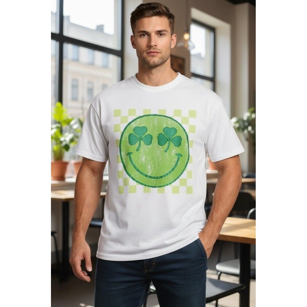 Freeze T-Shirt Unisex XL White St. Patrick's Day Shamrock Smiley Face - Picture 6 of 7